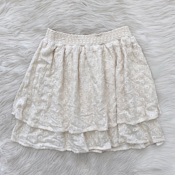 Rylee + Cru | Bottoms | Rylee Cru Cream Floral Embroidered Tiered Hem ...